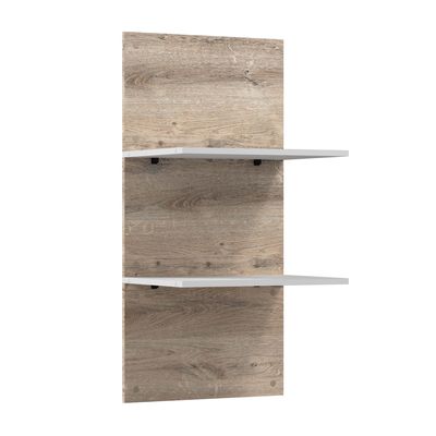 Bestar Cielo Floating Shelves, 20-inch Rustic Brown and White Wardrobe Shelving for Walk-in Closet, Bedroom, Guest Room