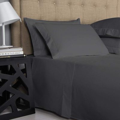 600-Thread-Count 100% Egyptian Cotton Bed Sheets, 5-Pc King,Dark Gray Sheet Set, Sateen Weave, Fits Mattress Upto 33'' Deep Pocket