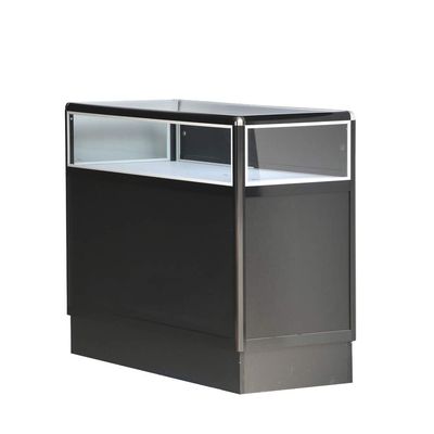 FixtureDisplays Black Aluminum Showcase 1/3 Vision 48 inch Frame Shelf Retail Store Display AL34B Ship Flat-NF
