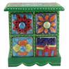 Indian Shelf Vocalforlocal Handcrafted Wooden and Ceramic Multicolor Spice Rack Container Organizer Dabba Jewellery Box (Four Darwer/6.75") Designer Gift view 1