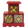 Indian Shelf Vocalforlocal Handcrafted Wooden and Ceramic Multicolor Spice Container Seasoning Masala Box Organizer Jewellery Rack(Three Darwer/6.75") Designer Gift view 1