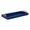 Kate and Laurel Lipton Narrow Decorative Tray with Polished Metal Handles, 10" x 24", Navy Blue and Gold, Chic Accent Tray for Display and Storage view 1
