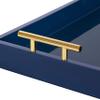 Kate and Laurel Lipton Narrow Decorative Tray with Polished Metal Handles, 10" x 24", Navy Blue and Gold, Chic Accent Tray for Display and Storage view 3