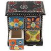 Indian Shelf Vocalforlocal Handcrafted Wooden and Ceramic Multicolor Seasoning Masala Rack Spice Dabba Container Box Organizer(Four Darwer/6.75") Designer Gift view 2