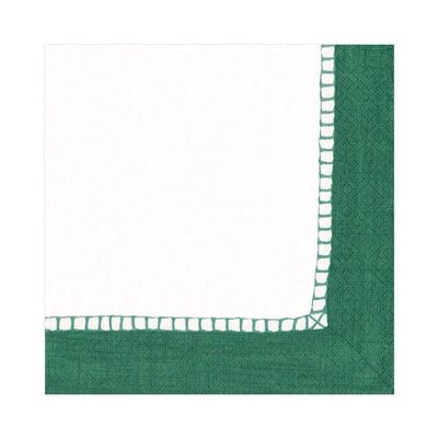 Caspari Linen Border Paper Luncheon Napkins in Emerald, Four Packs of 20