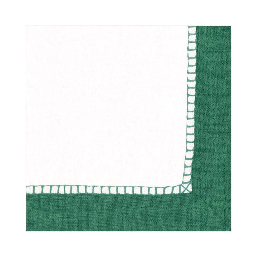 Caspari Linen Border Paper Luncheon Napkins in Emerald, Four Packs of 20