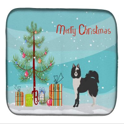 Caroline's Treasures CK3452DDM Black and White Elo dog Christmas Tree Dish Drying Mat Absorbent Dish Drying Mat Pad for Kitchen Counter Dish Drainer Mat for Countertop, 14 x 21", Multicolor