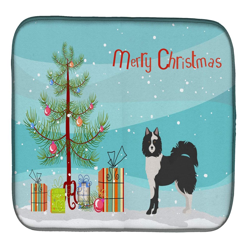 Caroline's Treasures CK3452DDM Black and White Elo dog Christmas Tree Dish Drying Mat Absorbent Dish Drying Mat Pad for Kitchen Counter Dish Drainer Mat for Countertop, 14 x 21", Multicolor