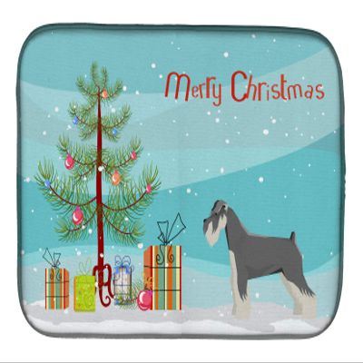 Caroline's Treasures CK3559DDM Schnauzer Christmas Tree Dish Drying Mat Absorbent Dish Drying Mat Pad for Kitchen Counter Dish Drainer Mat for Countertop, 14 x 21", Multicolor
