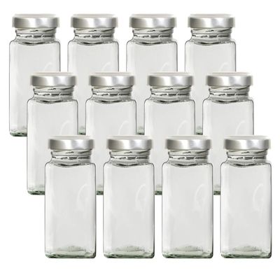 mikken - 12 x spice jars, rectangular 212 ml with labels.