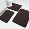 Buganda Memory Foam 3 Pieces Bathroom Rugs Set - Thick Soft Absorbent Non-Slip Bath Mats, Washable Small/Large/Contour Bath Rugs (24" x 16" + 30" x 20" + 24" x 20", Coffee) view 1
