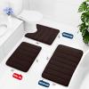 Buganda Memory Foam 3 Pieces Bathroom Rugs Set - Thick Soft Absorbent Non-Slip Bath Mats, Washable Small/Large/Contour Bath Rugs (24" x 16" + 30" x 20" + 24" x 20", Coffee) view 2