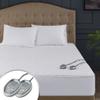 California King Heated Mattress Pad with Dual Control, 100% Cotton Electric Bed Warmer, 20 Heat Settings & Auto Shut-Off, Fits up to 18-Inch Mattresses - Machine Washable & EMF-Safe view 1