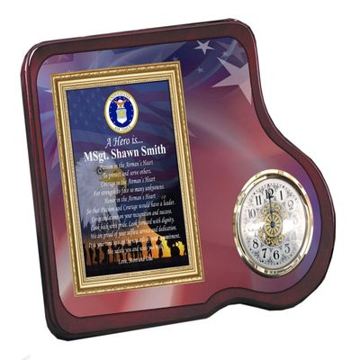 AllGiftFrames Personalized Discharge Deployment Promotion Retirement Military Plaque Frame Gift Boyfriend Husband Veteran Wife Son Military Veteran Service Award Clock Plaque Present engrave