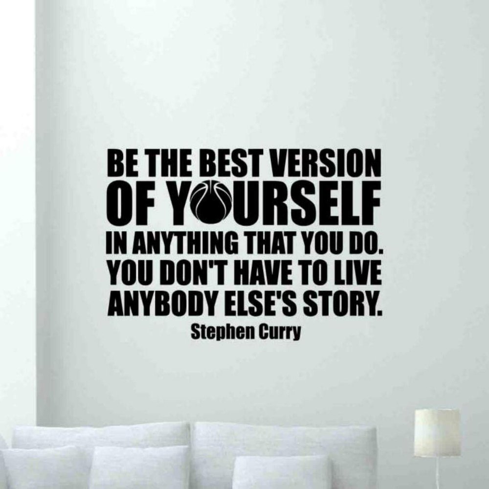 Stephen Curry Wall Decal Quote Be the Best Version of Yourself Sign Vinyl Sticker Basketball Poster Motivational Decor Player Fan Gifts Gym Wall Decor Basketball Wall Art Sport Mural 1064