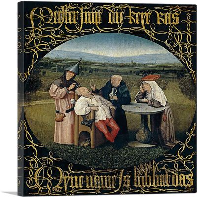 ARTCANVAS The Extraction of the Stone of Madness 1490 Canvas Art Print Stretched Framed Painting Picture Poster Giclee Wall Decor by Hieronymus Bosch - 40" x 26" (0.75" Deep)