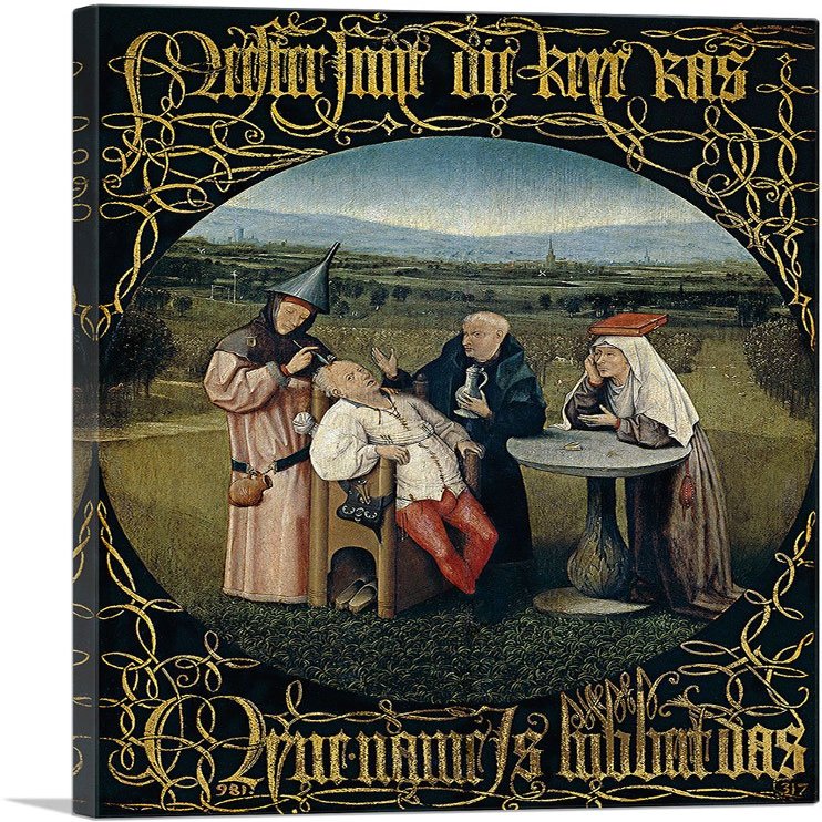 ARTCANVAS The Extraction of the Stone of Madness 1490 Canvas Art Print Stretched Framed Painting Picture Poster Giclee Wall Decor by Hieronymus Bosch - 40" x 26" (0.75" Deep)