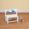 Custom Children's 2-in-1 Step Stool and Chair, White Wood, Ocean Friends Design with Custom Name view 2