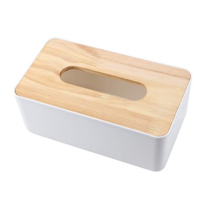 Antilog Tissue Box, Removable /Wood Cover Plastic Tissue Box Holder Storage Organizer for Home Car Office( Cover Large)