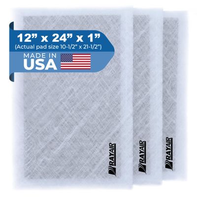 RAYAIR SUPPLY 12x24 Replacement Filter Pads Compatible with ARS Rescue Rooter Air Cleaner 12x24 Refills (3 Pack) WHITE