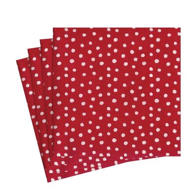 Caspari Small Dots Paper Luncheon Napkins in Red - Four Packs of 20
