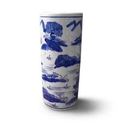 Blue & White Porcelain Ceramic Umbrella Stand, Umbrella Holder Rack for Canes/Walking Sticks, Home Office Entryway Decor (Color : Style 1, Size : S-11H33.5cm)