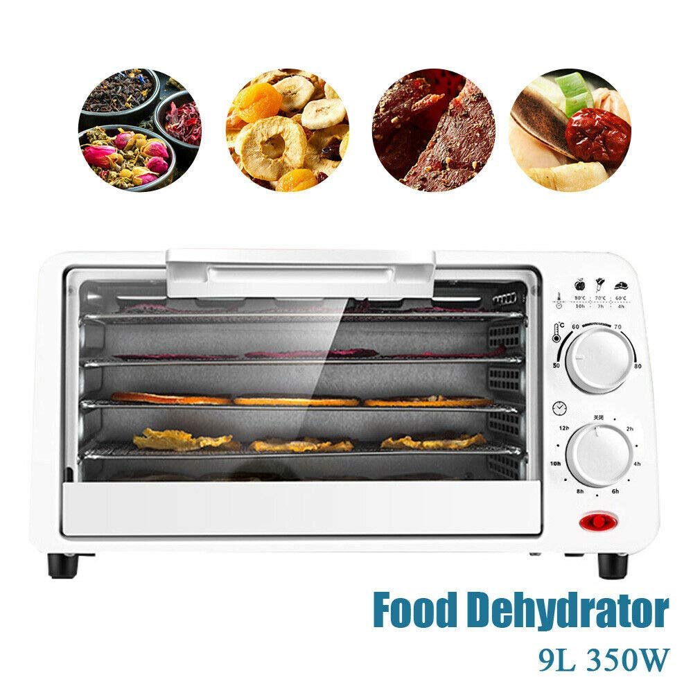 DreamLab Food Dehydrator Electric Fruit Meat Dryer Machine Food Preserver Metal Body 5 Anti-rust Metal Trays with Timer Max 12h Temperature Control 50-80C Constant Temperature 220V 350W/White