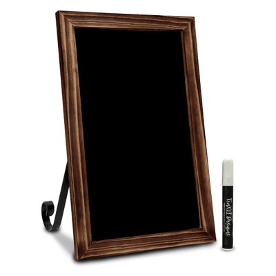 TenXVI Designs 11"x17" Freestanding or Hanging Vertical and Horizontal Magnetic Chalkboard Sign for Kitchen Countertop, Tabletops, Weddings, Home Decor - Rustic Brown