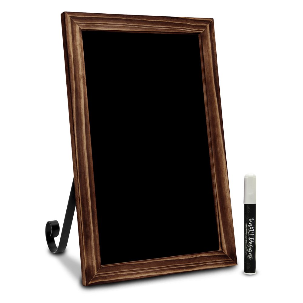 TenXVI Designs 11"x17" Freestanding or Hanging Vertical and Horizontal Magnetic Chalkboard Sign for Kitchen Countertop, Tabletops, Weddings, Home Decor - Rustic Brown