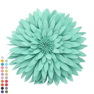 3D Daisy Flower Decorative Pillow - Sunflower Throw 14.5 x 13 Inch Round Decor - Home Decorations for Couch & Bed - Flower-Shaped (Case + Insert, Solid Mint)