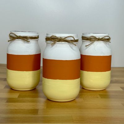 Candy Corn Mason Jars/Candy Corn Decor/Fall Mason Jars