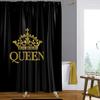 African American Expressions Shower Curtain with Hooks - 71 x 71 Inch, Black and Gold Queen Crown view 1