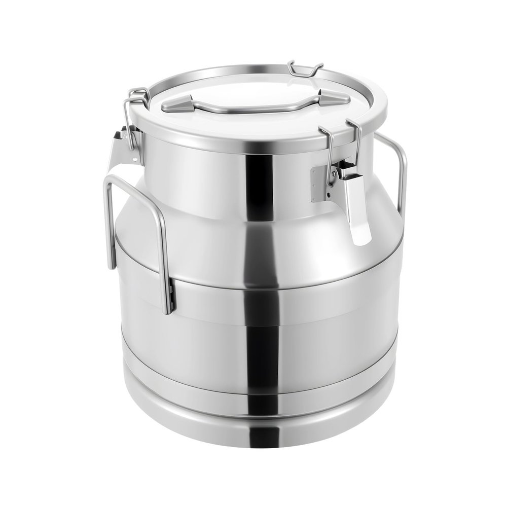 20L/5.25Gallon Stainless Steel Milk Can - Heavy Duty Milk Jug Bucket with Ergonomic Handle and Tight Lid, SS Liquid Solid Container, Non-Slip Base, Seamless Design, Simply Rinse for Clean