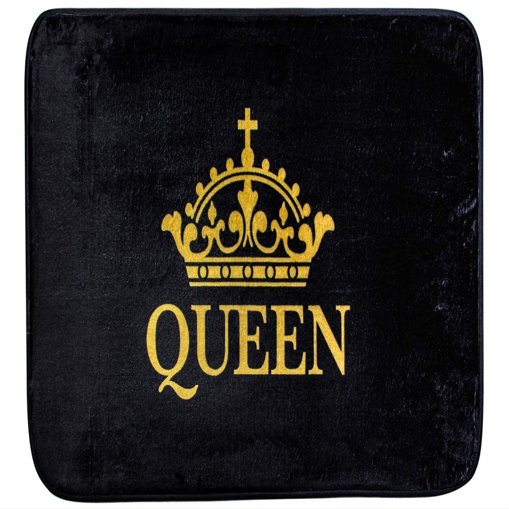 African American Expressions Non-Slip Memory Foam Bath Mat - 17 x 29 Inch, Black and Gold Queen Crown
