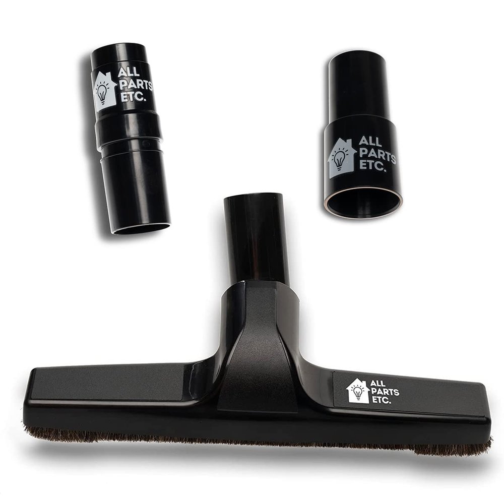 1.25" Vacuum Floor Brush Attachment 10 Wide Soft Bristles with Two Adapters for 1.375" & 1.5" Compatibility Fits many Shop Vac, Shark, Hoover, Eureka, Dirt Devil, Miele, Oreck, and More