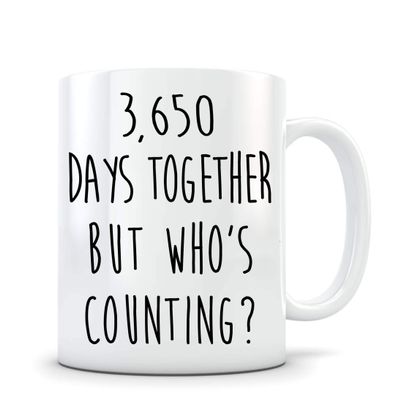 10 Year Anniversary Mug 3650 Days Together Coffee Cup Tenth Year
