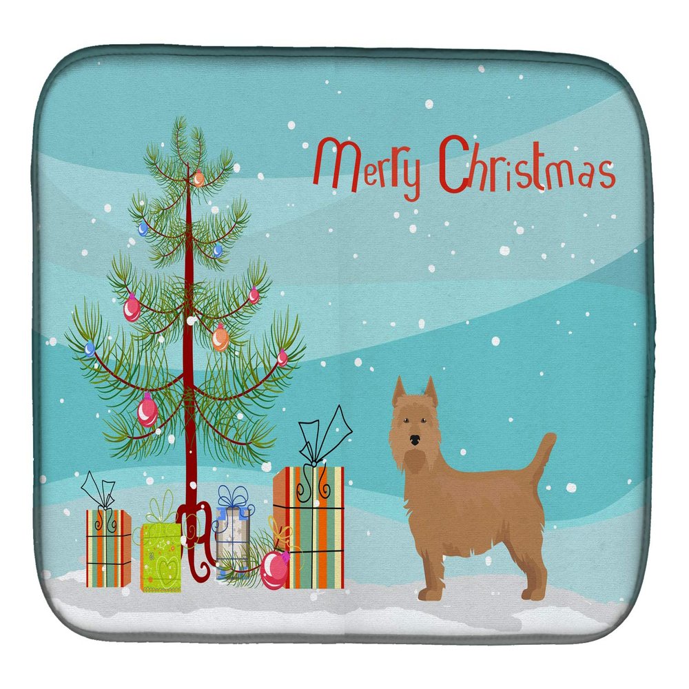 Caroline's Treasures CK3444DDM Airedale Terrier Christmas Tree Dish Drying Mat Absorbent Dish Drying Mat Pad for Kitchen Counter Dish Drainer Mat for Countertop, 14 x 21", Multicolor