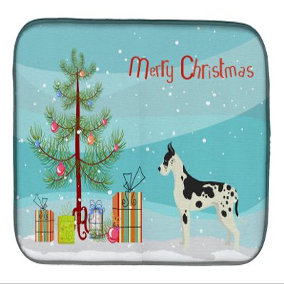 Caroline's Treasures CK3542DDM Great Dane Christmas Tree Dish Drying Mat Absorbent Dish Drying Mat Pad for Kitchen Counter Dish Drainer Mat for Countertop, 14 x 21", Multicolor