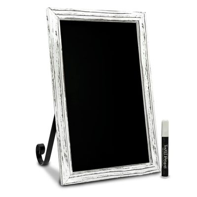 TenXVI Designs 11"x17" Magnetic Chalkboard Sign - Remove Legs to Vertically or Horizontally Hang or Stand - Perfect for Kitchen Countertop, Tabletops, Weddings, Home Decor - White