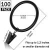 100Pack Curtain Rings with Clips Hooks, Black Metal Stainless Steel Drapery Rings, 1.5in Interior Diameter Curtain Hangers Clips, Fits Diameter 1.2 in Rod, Vintage Black view 2