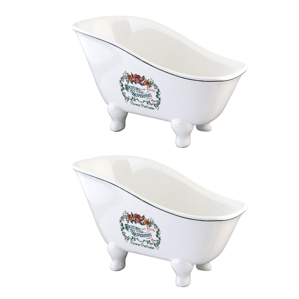 BATUBSRWD 8-1/16" Miniature Ceramic Slipper Bathtub (2-Pieces), White