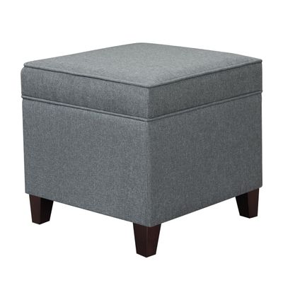 Adeco Chest and Footrest-Square Seat Storage Bench Ottoman, Gray