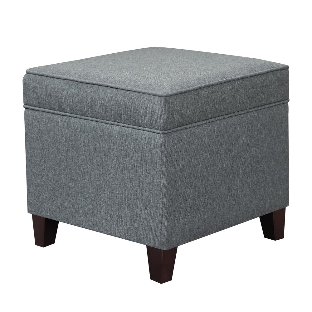 Adeco Chest and Footrest-Square Seat Storage Bench Ottoman, Gray