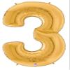 Betallic 64" Number 3-Gold Gigaloon Foil Balloon view 1