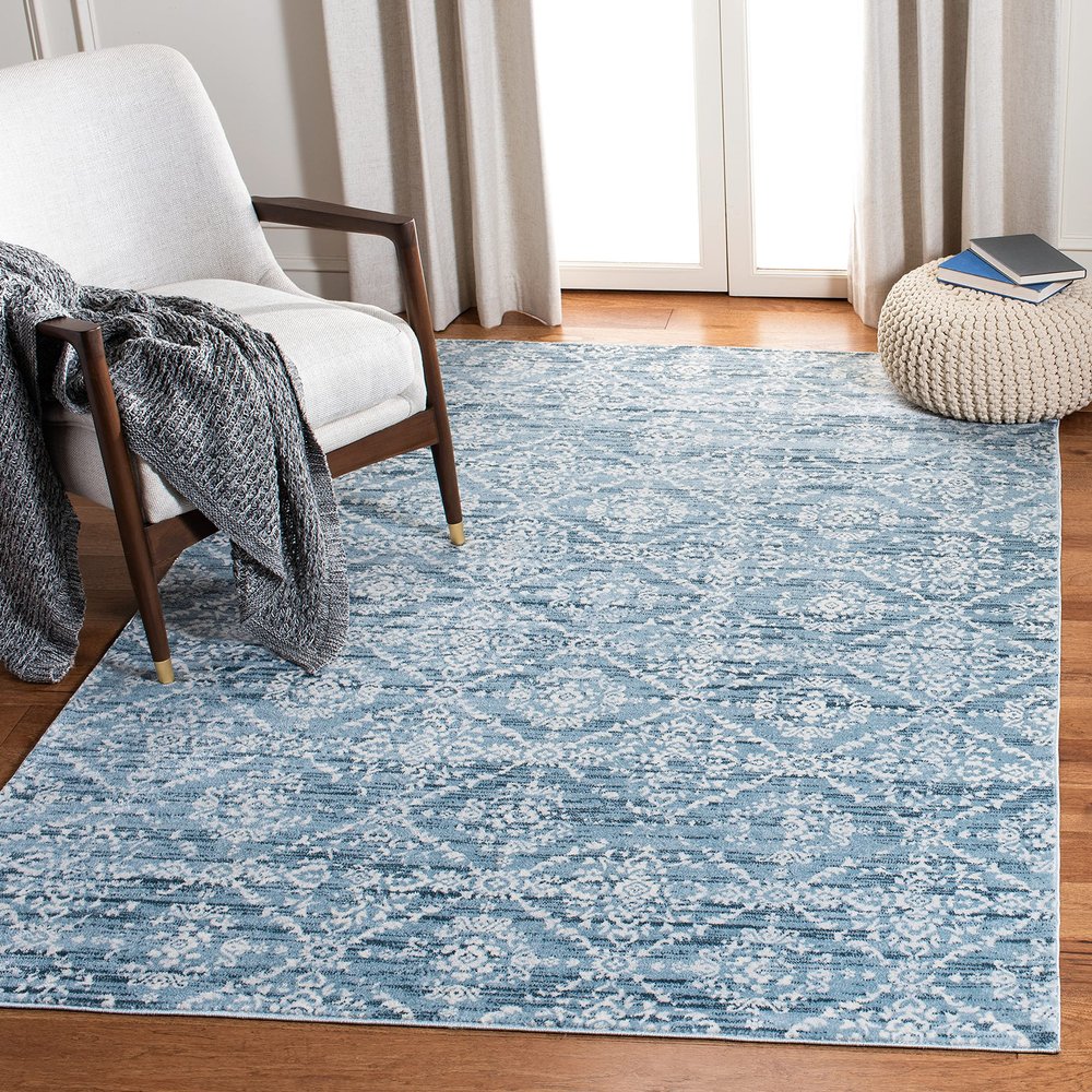 SAFAVIEH Isabella Collection Accent Rug - 3' x 5', Denim Blue & Ivory, Trellis Design, Non-Shedding & Easy Care, Ideal for High Traffic Areas in Entryway, Living Room, Bedroom (ISA953L)
