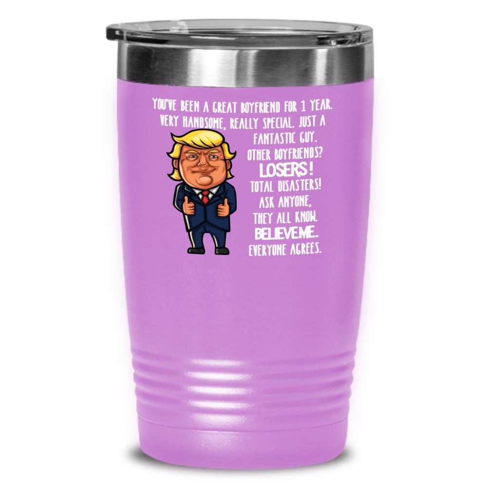 1 Year Dating Anniversary Trump Tumbler for Boyfriend Girlfriend Funny Coffee Comment Tea Cup for Men Women Travel Mug for Him Her