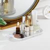 Luxspire Bathroom Vanity Tray Countertop, 10" Marble Tray for Kitchen Counter, Resin Oval Tray for Soap Dispenser and Toilet Tank, Decorative Trays for Perfume, Jewelry, Small, Faux Marble White view 3