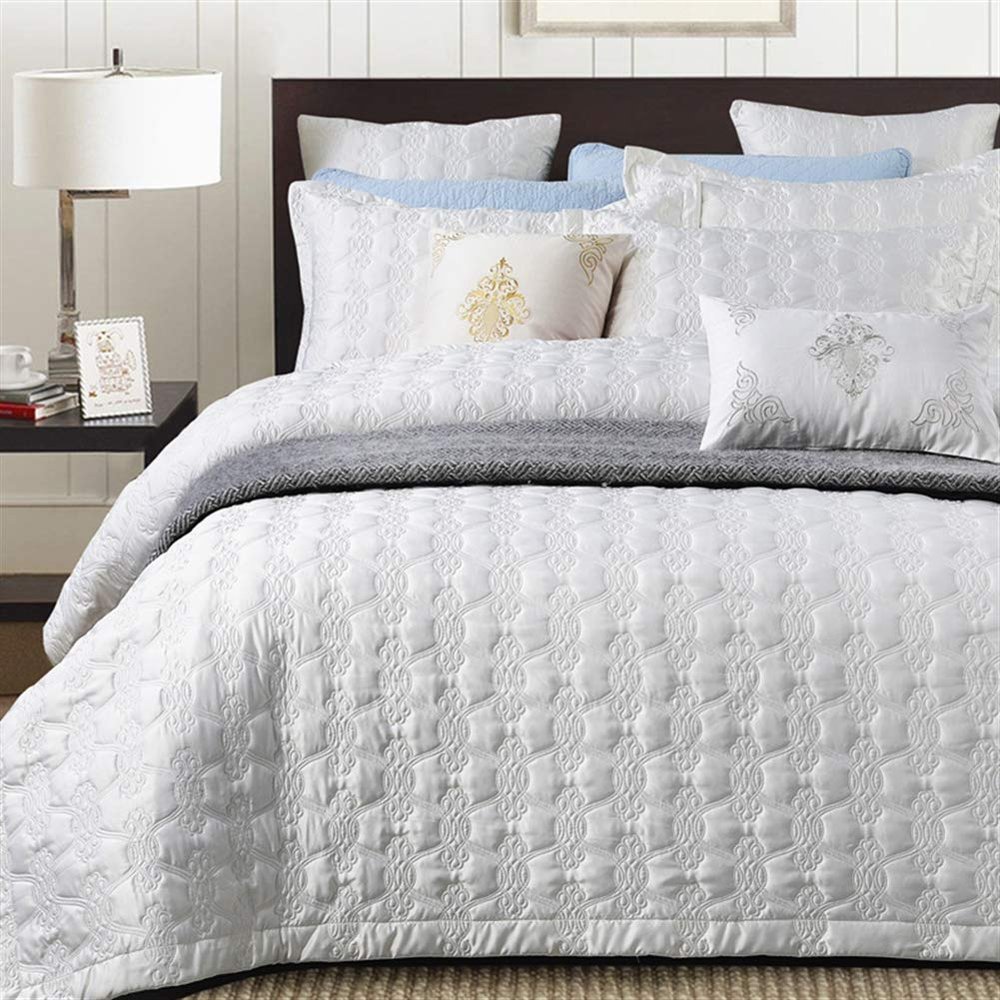 Icegrey Ultra Soft Luxury Quilted Bedspread Coverlet Set Full Queen White 3-Pieces King 87x95