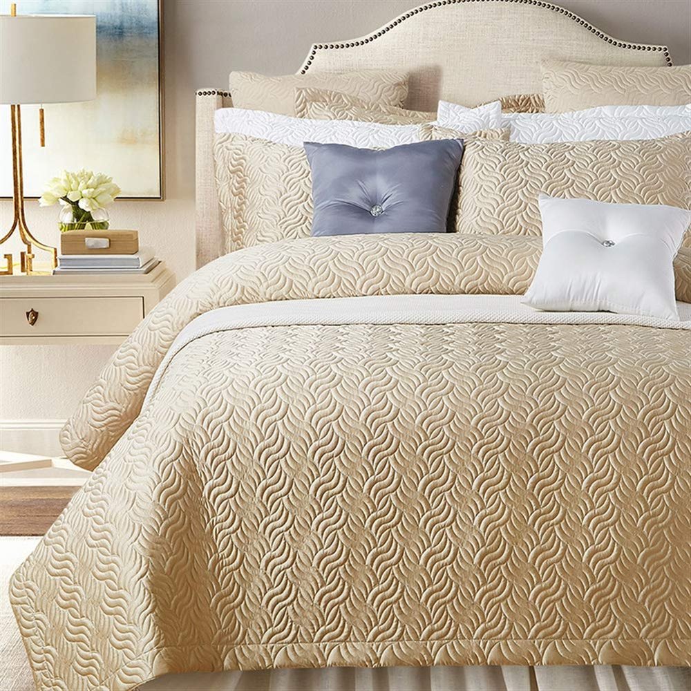 Icegrey Bedspread Coverlet Set Comforter Bedding Quilt Set Champagne Gold 1-Piece nia King 95x102