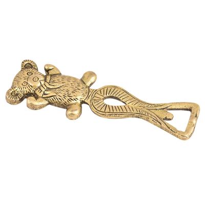 Indian Shelf Teddy Bear Bottle Opener | Gold Beer Opener | Brass Heavy Duty Beer Bottle Opener | Bar Accessories and Decor